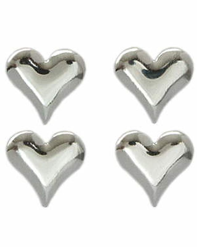 Iron rivets heart 1.0 cm silver 24 pieces