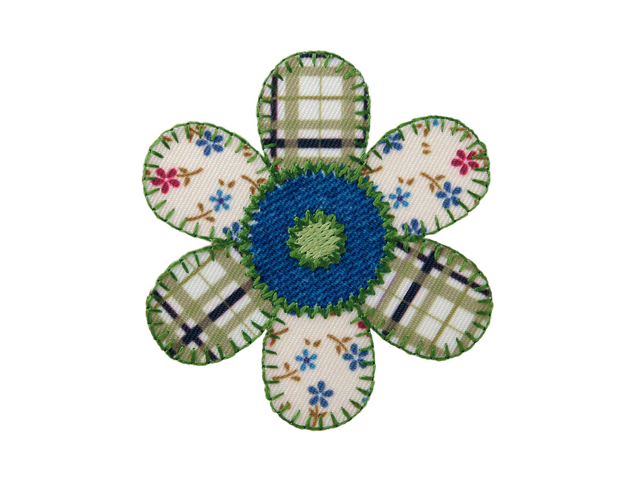 Applications - Kids and Hits - iron-on flower, patchwork approx. 6.5x6.5 cm colored