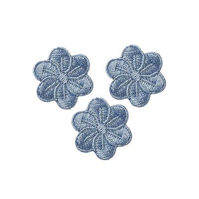 Applikationen - Fashion and Home - aufbügelbar Blumen graublau 3x2,3 cm 3 Stück