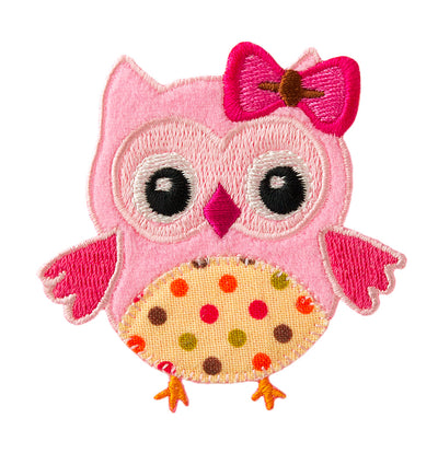 Appliques - Kids and Hits - iron-on owl, large approx. 5.0x6.5 cm pink