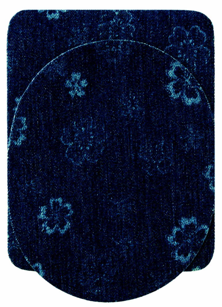 Patch fabric jeans flowers oval/rectangle for ironing approx. 9.5x11.5 cm blue 4 pieces