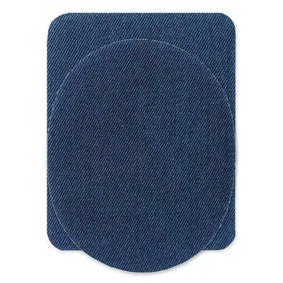 Jeans patch oval/rectangle for ironing approx. 9.5x11.5 cm medium blue 4 pieces