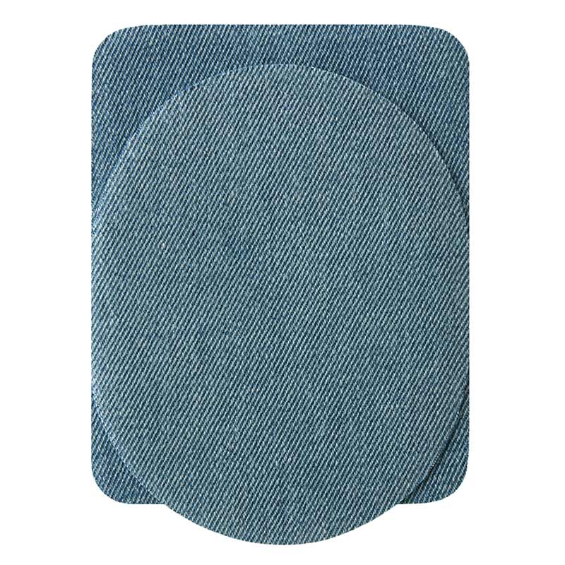 Jeans patch oval/rectangle for ironing approx. 9.5x11.5 cm light denim 4 pieces