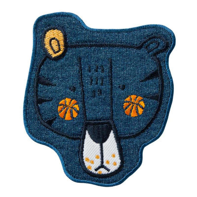 Applications - Kids and Hits - iron-on jeans patch tiger head blue/orange