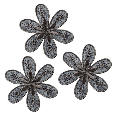 Appliques - Fashion and Home - iron-on flowers grey 3 pieces