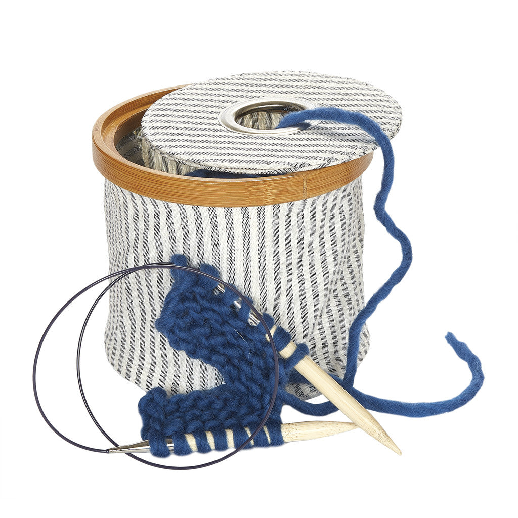 Wool dispenser Canvas &amp; Bamboo approx. 13.5x16 cm stripes