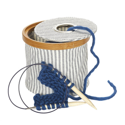 Wool dispenser Canvas &amp; Bamboo approx. 13.5x16 cm stripes