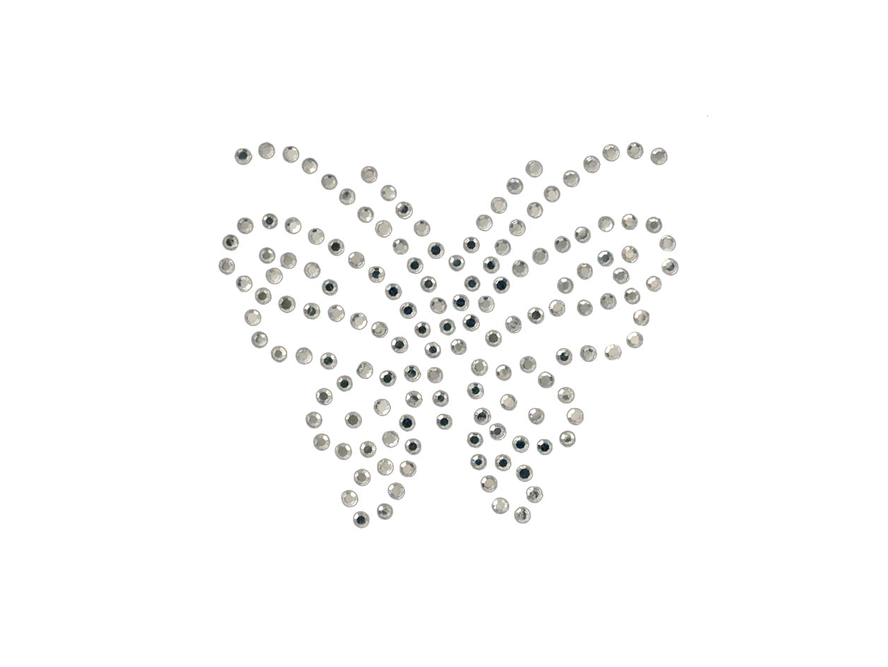 Applications - Fashion and Home - iron-on butterfly, rhinestones approx. 4.0x5.0 cm colored