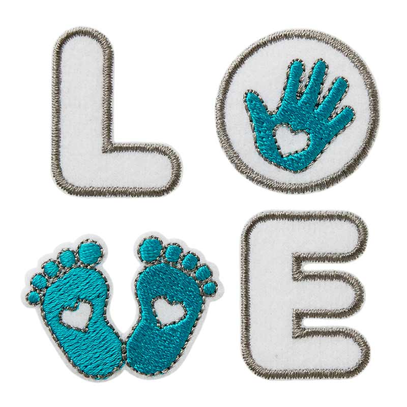 Applique Baby Love, turquoise