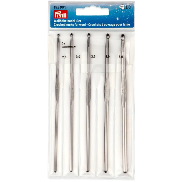 Wool crochet hook set 2.50 - 5.00 mm gunmetal