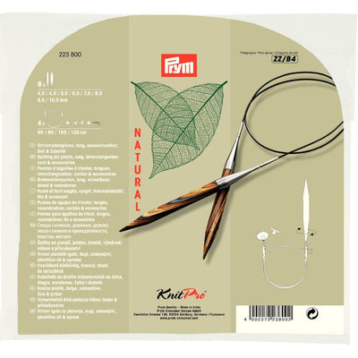 Circular knitting needle set NATURAL colored 60-120 cm 4.00-10.00 mm