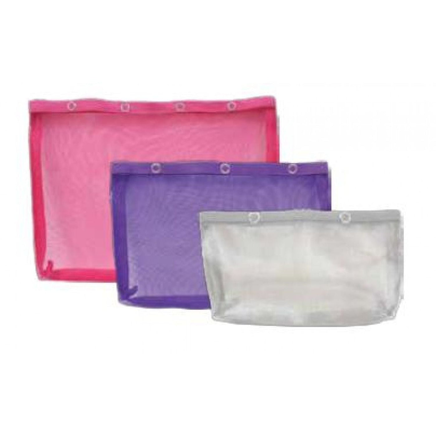 Mesh bag with button S 16.5x10.0 cm/M 21.5x15.0 cm/L 28.0x20.0 cm assorted