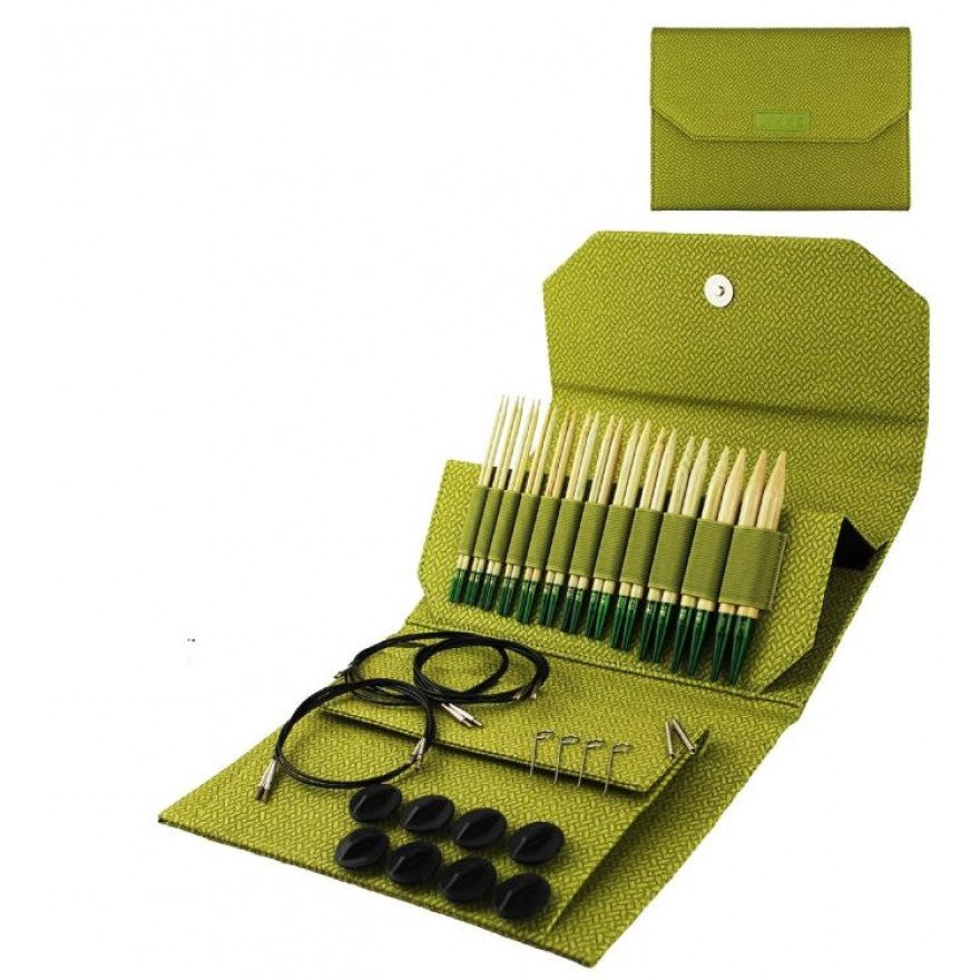 Needle set interchangeable needle tips 3.50 mm-12.00 mm 13 cm case fabric GREEN 