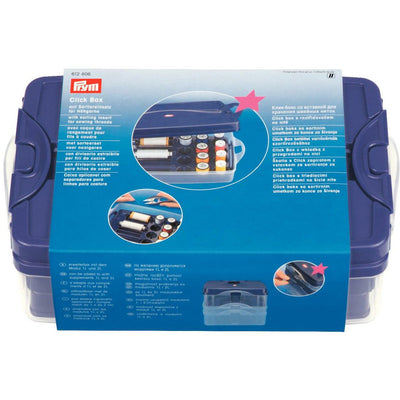 Click-Box with sorting insert for sewing threads approx. 24x16.5x8 cm transparent/plum blue