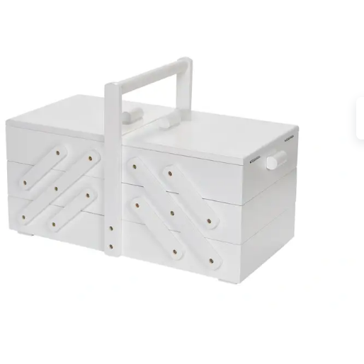 Sewing box wood L 45x23x28 cm white