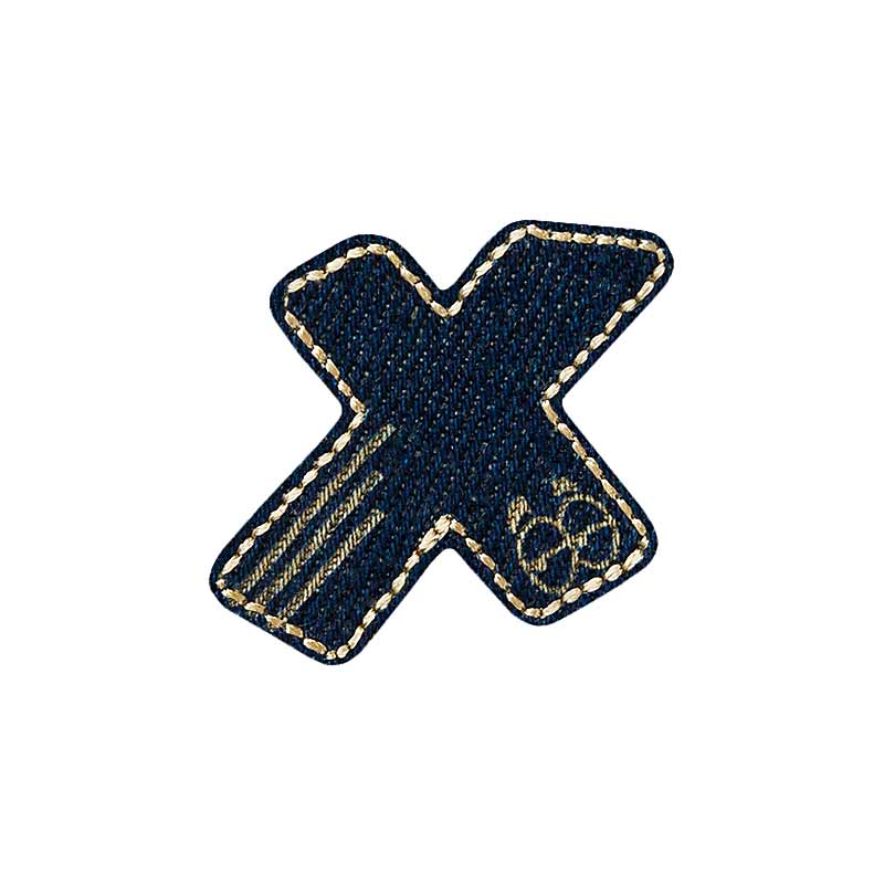 Applications - Letter - iron-on Letter X Jeans 5 pieces