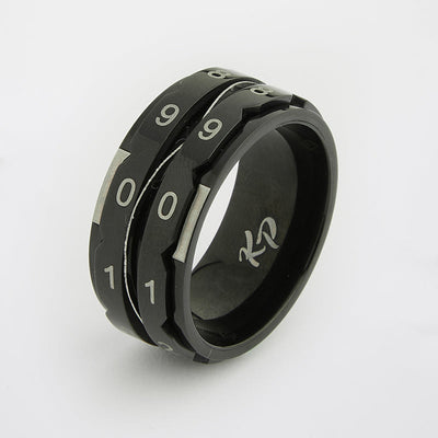 Reihenzähler Ring Black Size Size 7 ( Innendurchmesser 17,3 mm) Black