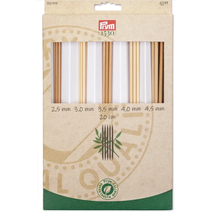 Stocking knitting needle set Prym1530 bamboo 20 cm 2.50 mm - 4.50 mm