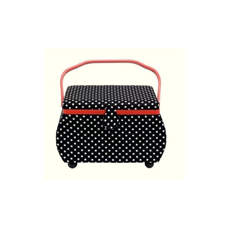 Sewing basket L Polka Dots approx. 32x20.5x20 cm black/white