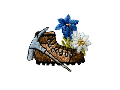 Applications - traditional costume motifs - iron-on mountaineering shoe approx. 2.0x3.0 cm colored