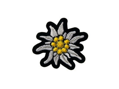 Appliques - traditional costume motifs - iron-on Edelweiss, velvet approx. 5.0x5.0 cm black