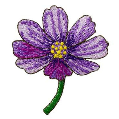 Applique flower with stem purple