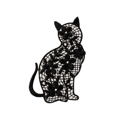 Applique cat black lace