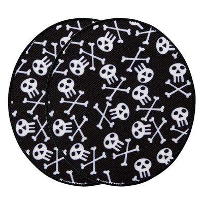 Patches skull to iron on approx. 6.5x8.0 cm black/white 2 pieces