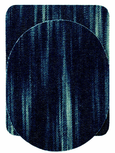 Flickstoff Jeans Streifen oval/Rechteck ca. 9,5x11,5 cm blau 4 St