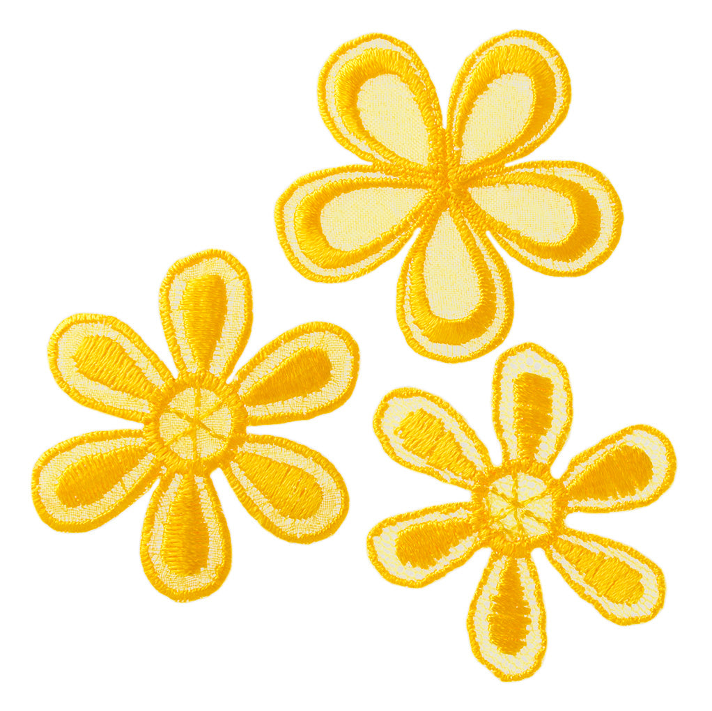 Appliques - Kids and Hits - iron-on flowers yellow 3 pieces