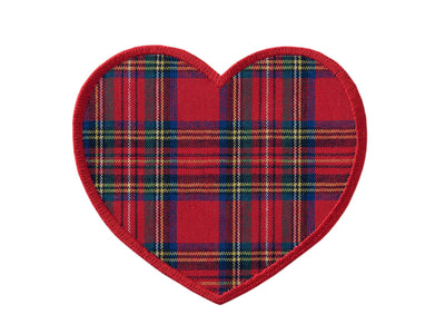 Applications - Kids and Hits - iron-on heart patches check, red approx. 8.0x9.0 cm red