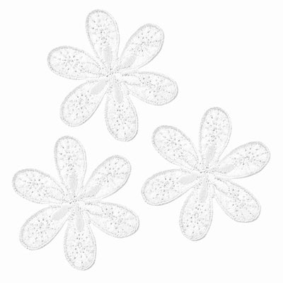 Appliques - Fashion and Home - iron-on flowers white 3 pieces