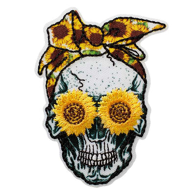 Applikationen - Teens and Jeans - aufbügelbar Totenkopf Sonnenblumen klein farbig 1 St