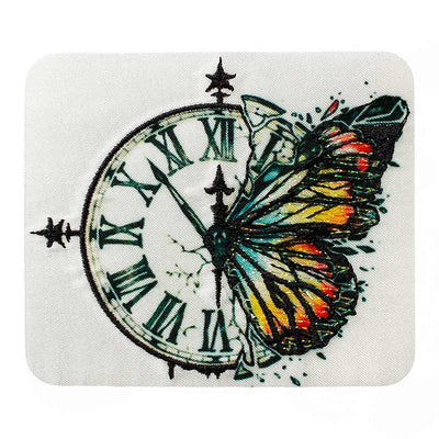 Applikationen - Fashion and Home - aufbügelbar Schmetterling mit Uhr farbig 1 St