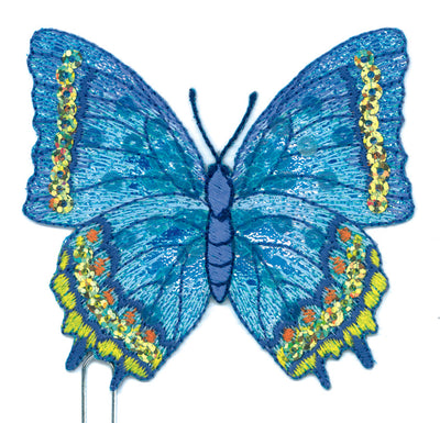 Applications - Fashion and Home - iron-on butterfly approx. 6.0x8.0 cm blue