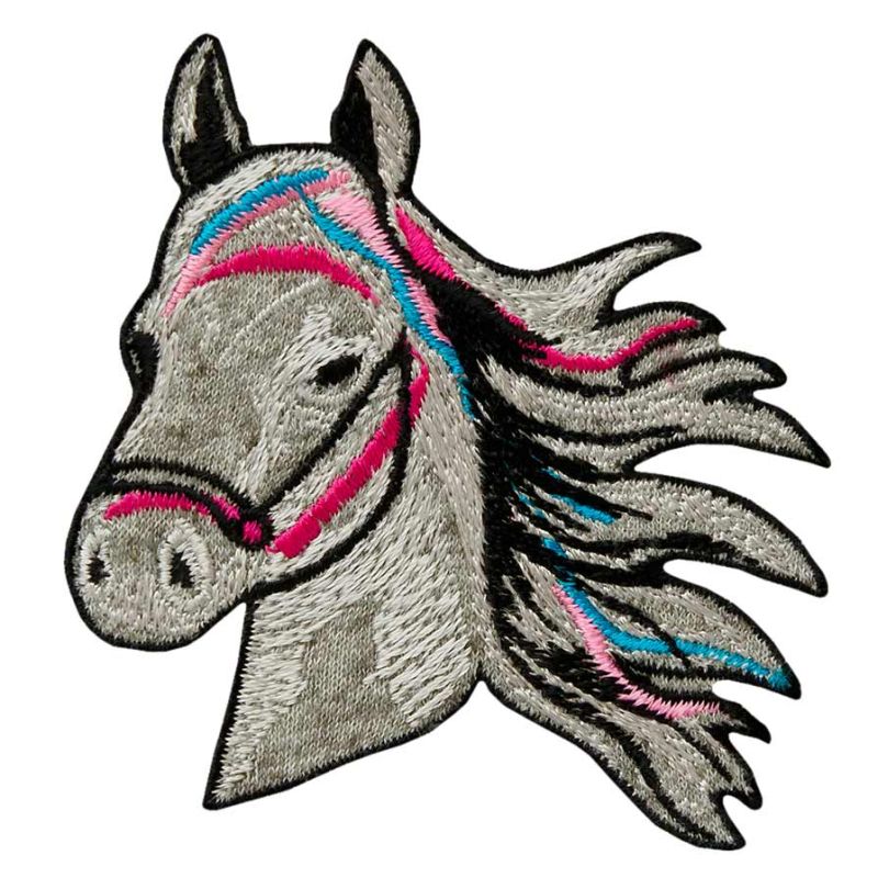 Applications - animal motifs - iron-on horse head grey/coloured