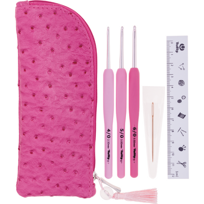 Tulip Etimo crochet hook with soft grip set 3 sizes rose