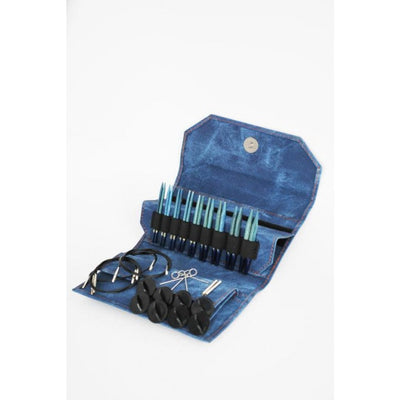 Needle set interchangeable needle tips 3.25 mm-6.50 mm 9 cm case fabric BLUE 