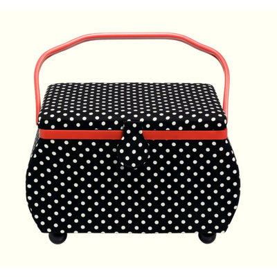 Sewing basket L Polka Dots approx. 32x20.5x20 cm black/white